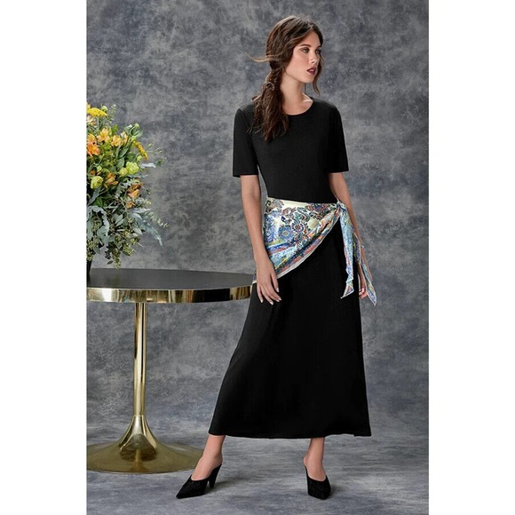 Johnny Was Dresses & Skirts - Johnny Was Calme Scarf Tie Black Maxi Long Dress Size XL